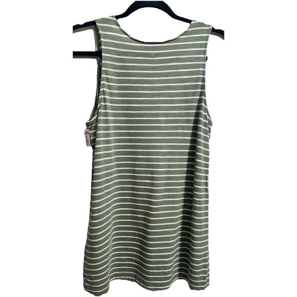 Caslon Women's Green White Stripes Sleeveless Top Stretch Summer Beach Size XS - Picture 2 of 4